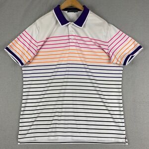 G/FORE Polo Shirt Mens Large white Striped Golf Short Sleeve colorful